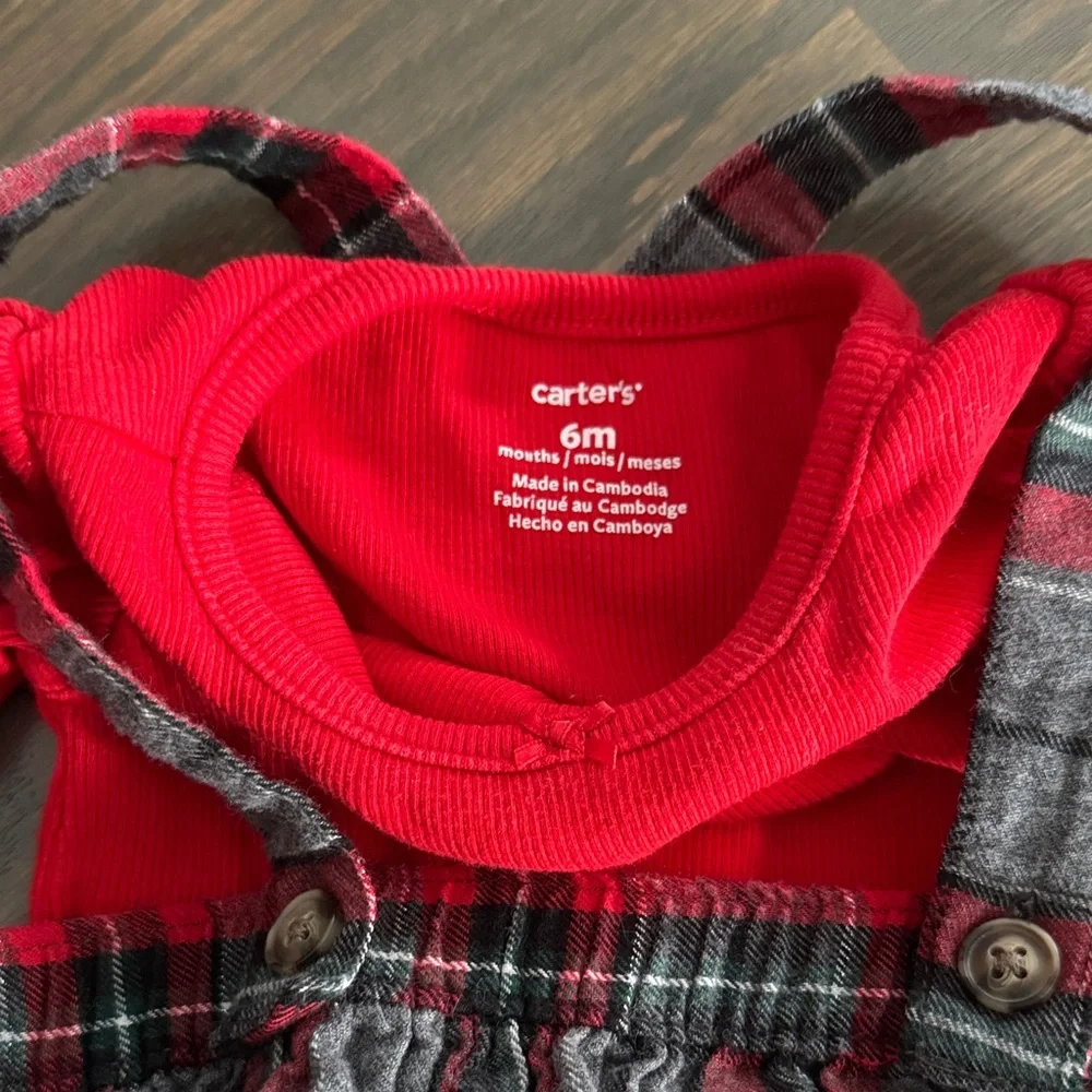 Carter’s 2-Piece Holiday Plaid Jumper Set | 6 Months